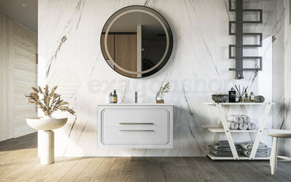 Mobile bagno bianco lucido 100x46 Vienna con lavabo cassetti rifiniti con maniglie cromo