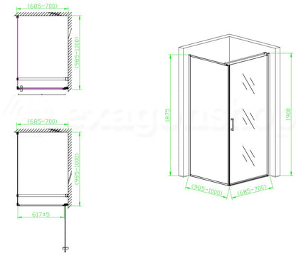 Box doccia 70x100 Nizza un battente reversibile 6 mm H 190 cromo
