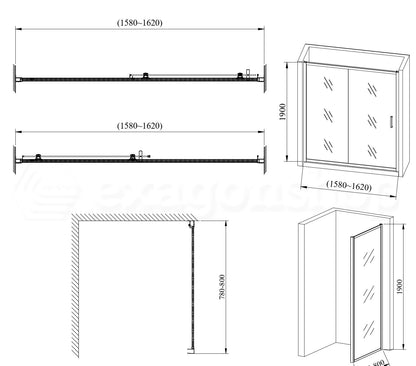 Box doccia 80x160 Nuvola un anta scorrevole reversibile 6 mm H 190 cromo