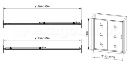 Box doccia a nicchia 160 cm anta scorrevole magnetica reversibile vetro temperato 6 mm H.190 profili alluminio cromo Nuvola