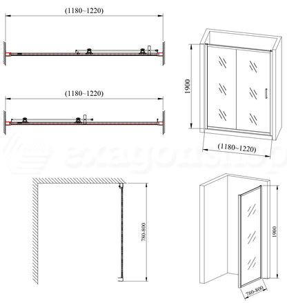 Box doccia 80x120 Nuvola un anta scorrevole reversibile trasparente 6 mm H 190 cromo