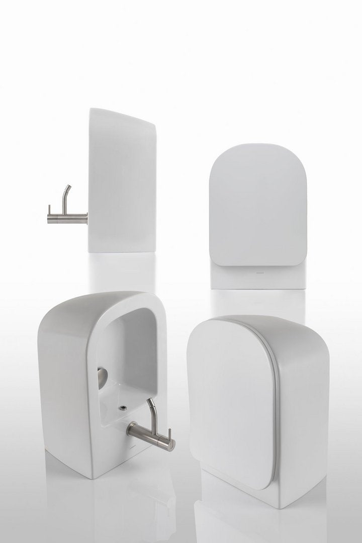 Antonio Lupi Komodo4 Bidet Sospeso In Ceramica Bianco, vista laterale del profilo e della forma - Antonio Lupi Design
