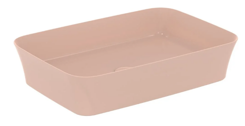 Ideal standard Ipalyss Lavabo 55x38 da appoggio senza, vista frontale su sfondo bianco