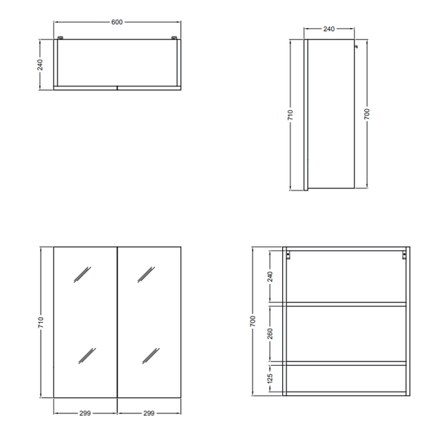 Colavene specchio contenitore 60x24 H.70 doppia anta con ripiani interni bianco