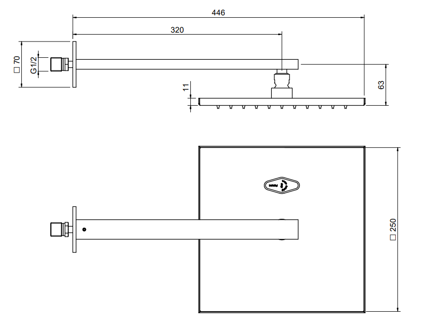 Treemme Q30 soffione doccia 25x25 a parete anticalcare cromo Cromo Lucido, componenti inclusi smontati: corpo incasso...