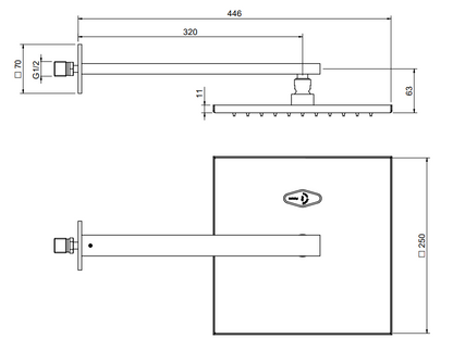 Treemme Q30 soffione doccia 25x25 a parete anticalcare cromo