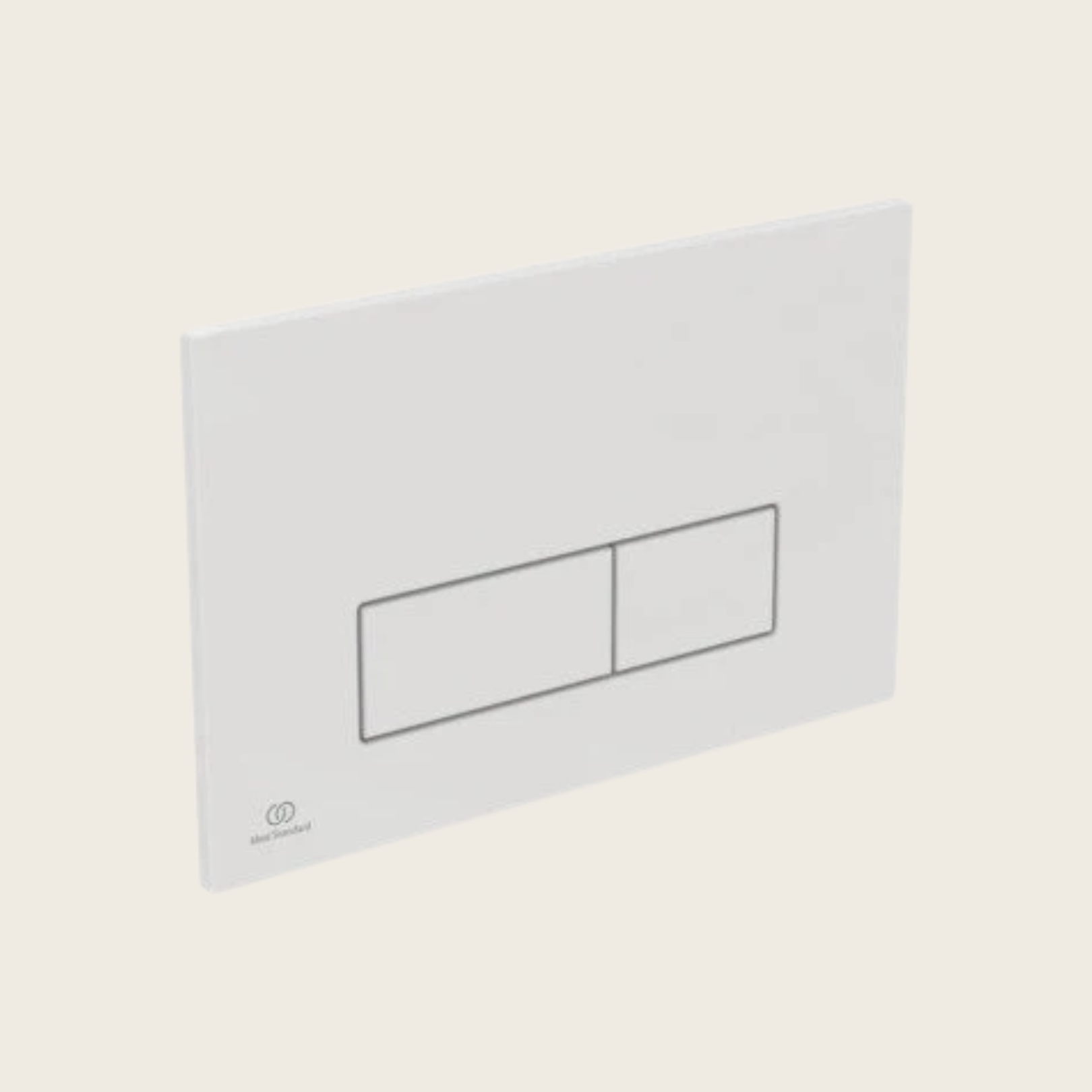 Placca comando meccanico per cassette wc Prosys bianco ambientato su piano bagno con accessori