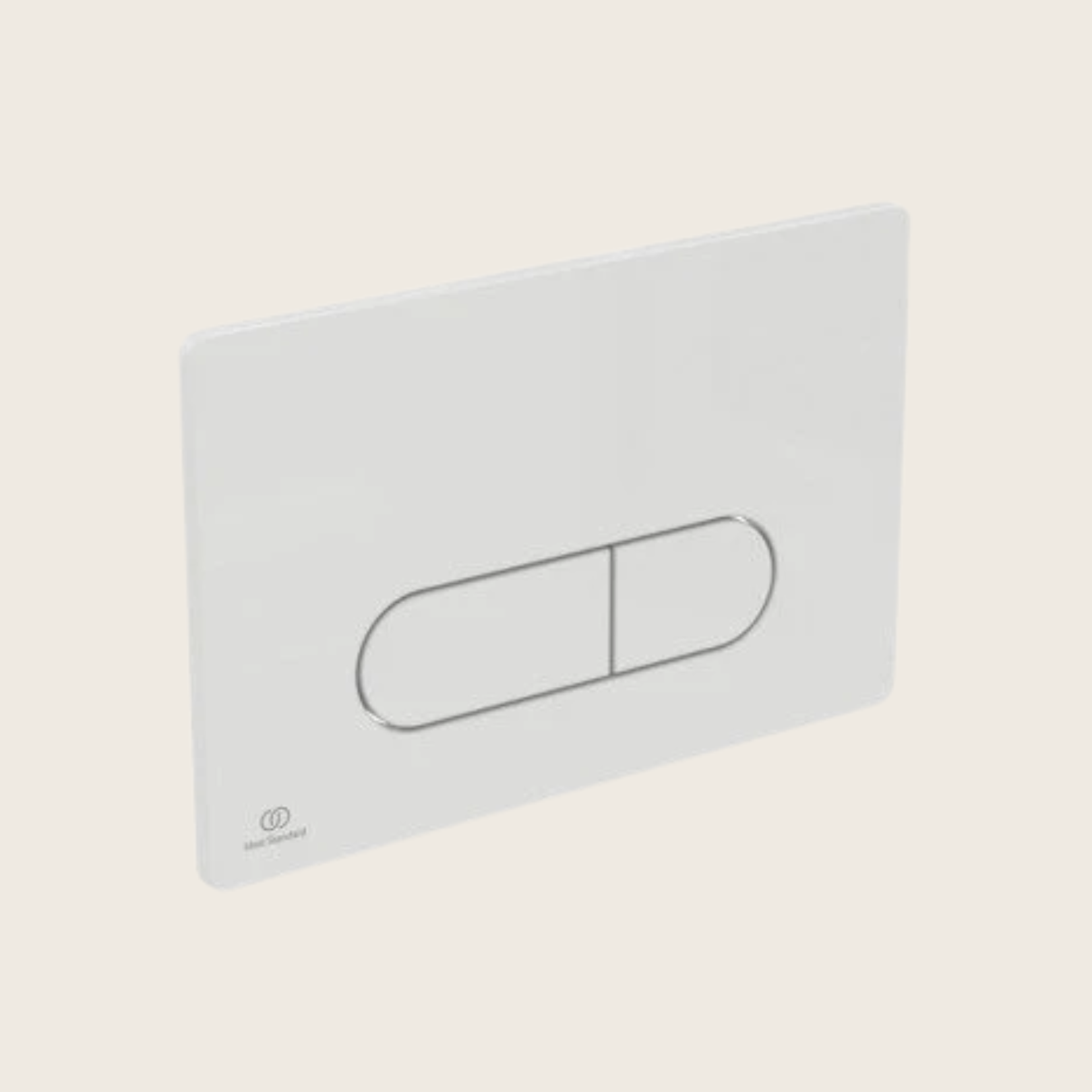 Placca comando meccanico per cassette Prosys bianco Oleas ambientato su piano bagno con accessori