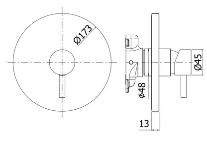 Paffoni Birillo Bibox010 Parte Esterno Miscelatore doccia ad Incasso 1 Uscita Senza Deviatore Cromo