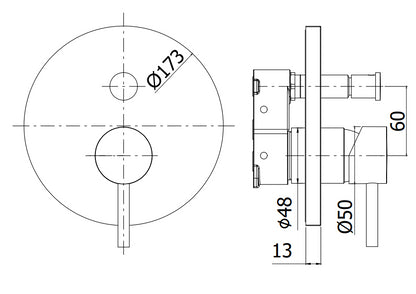 Paffoni Birillo Bibox015 Parte Esterna Miscelatore doccia Incasso 2 Uscite Con Deviatore A Pulsante Cromo