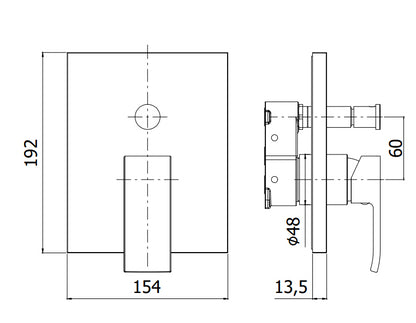 Paffoni Level Lesbox015 Parte Esterna Miscelatore doccia Incasso con Deviatore Senza Parte Incasso Cromo
