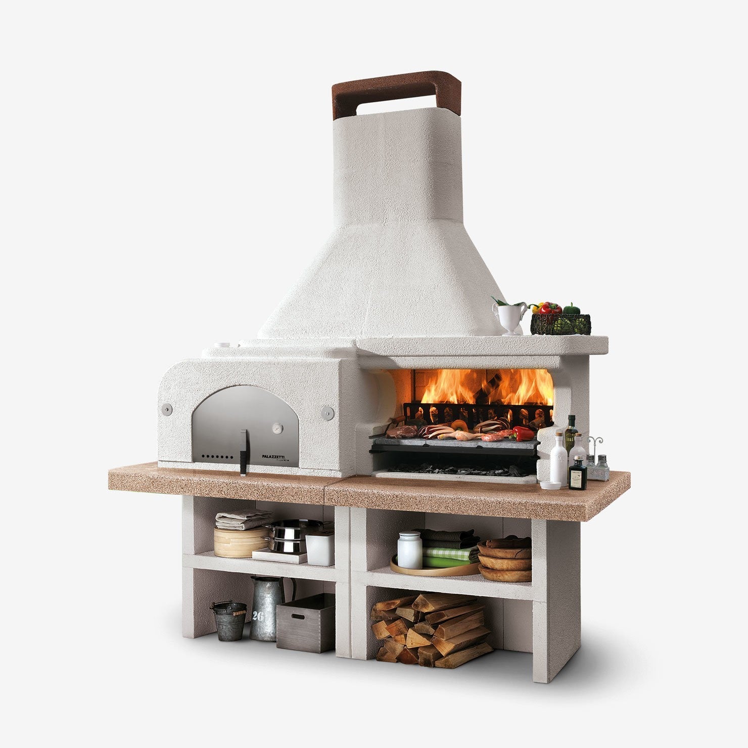 Schema tecnico di installazione di Palazzetti Gargano 3 barbecue a legna grezzo con forno con canna fumaria