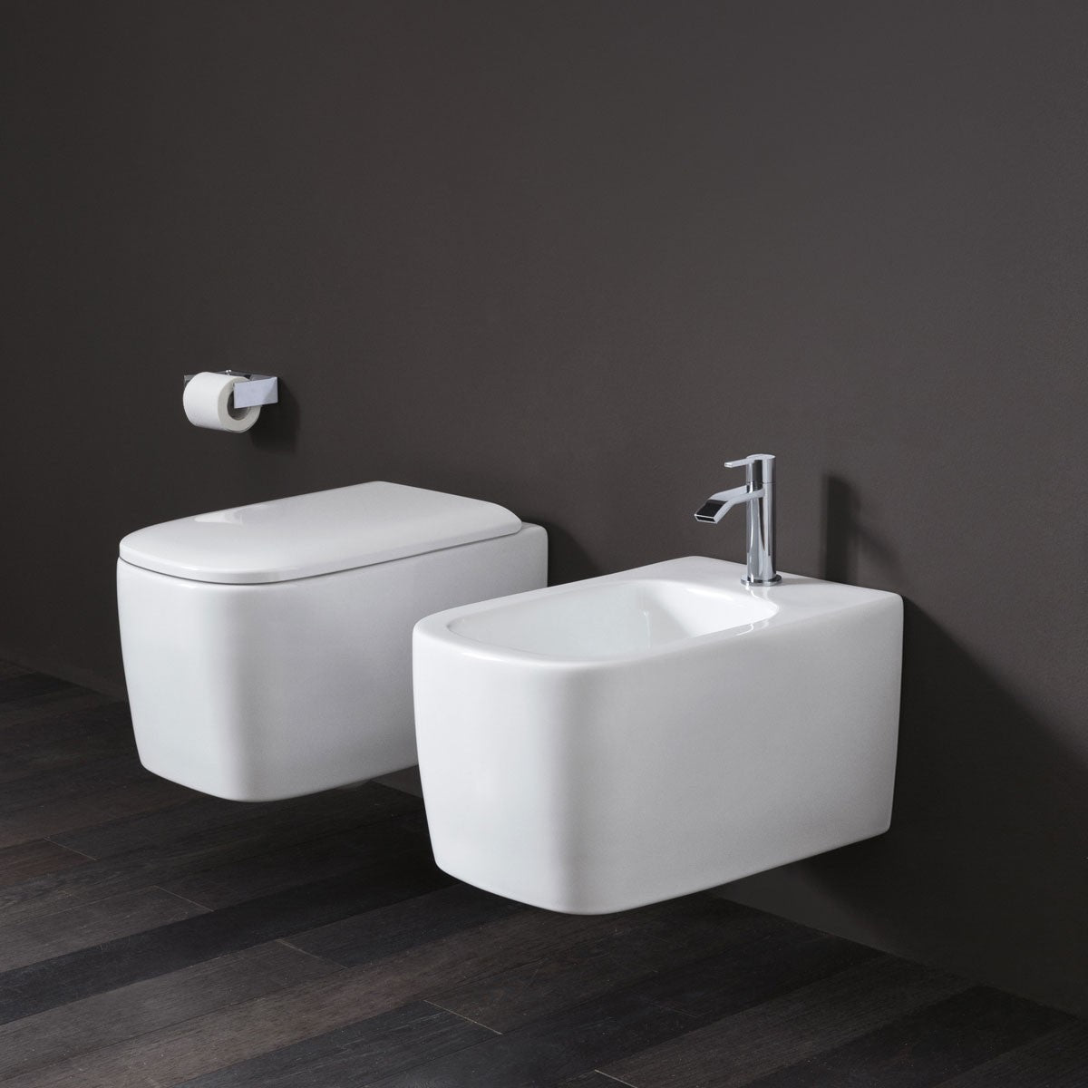 Nic Design Semplice Bidet Sospeso Cm 53x35x29h Bianco Matt, vista frontale su sfondo bianco