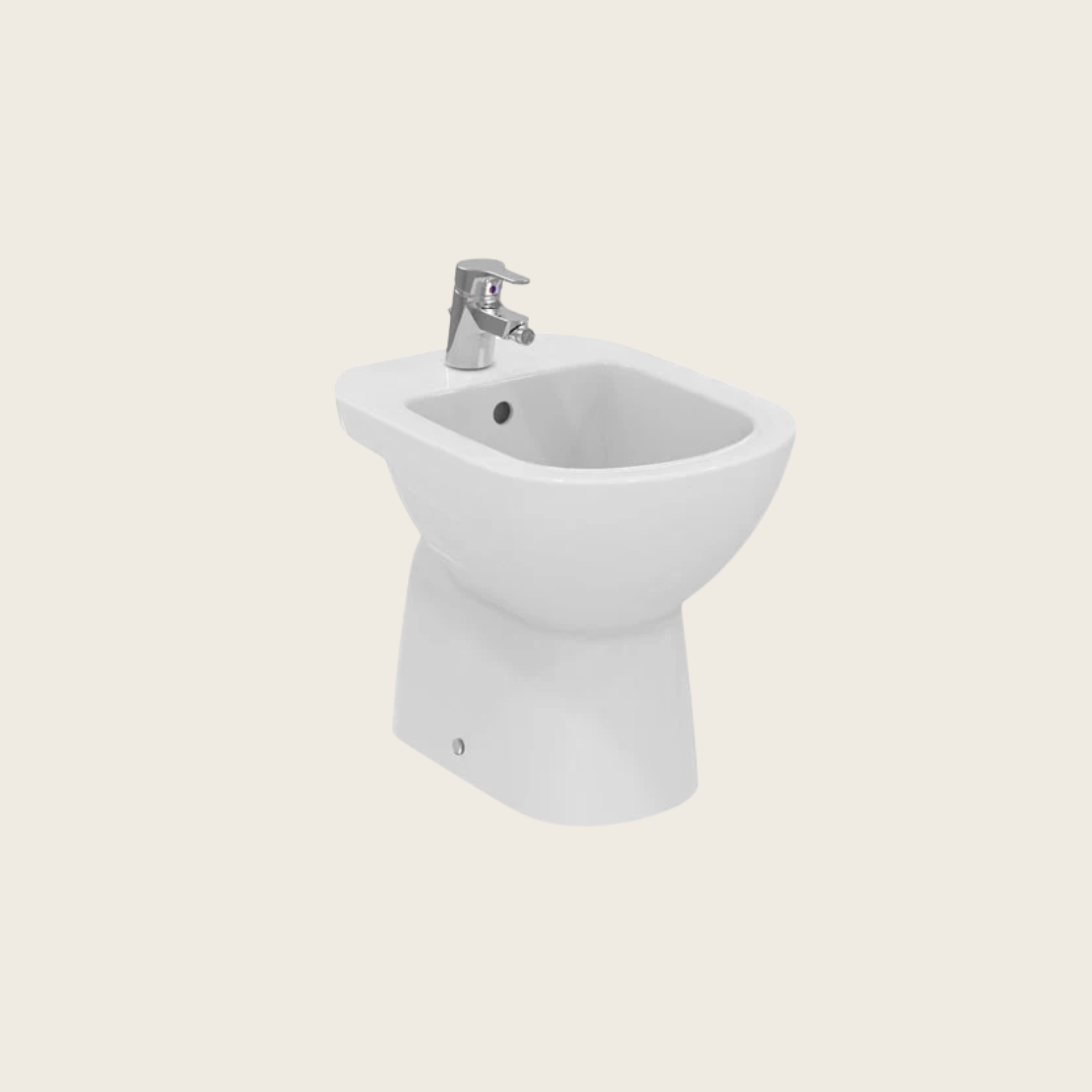 Bidet monoforo 48,5x36 in ceramica bianco europeo Gemma 2 ambientato su piano bagno con accessori