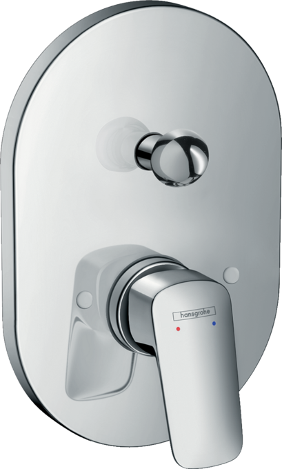 Hansgrohe Logis Miscelatore esterno doccia senza parte, vista frontale della maniglia e della bocca di erogazione
