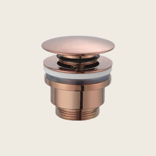 Piletta clik clak per lavabo e bidet universale in ottone zama oro rosa spazzolato pvd