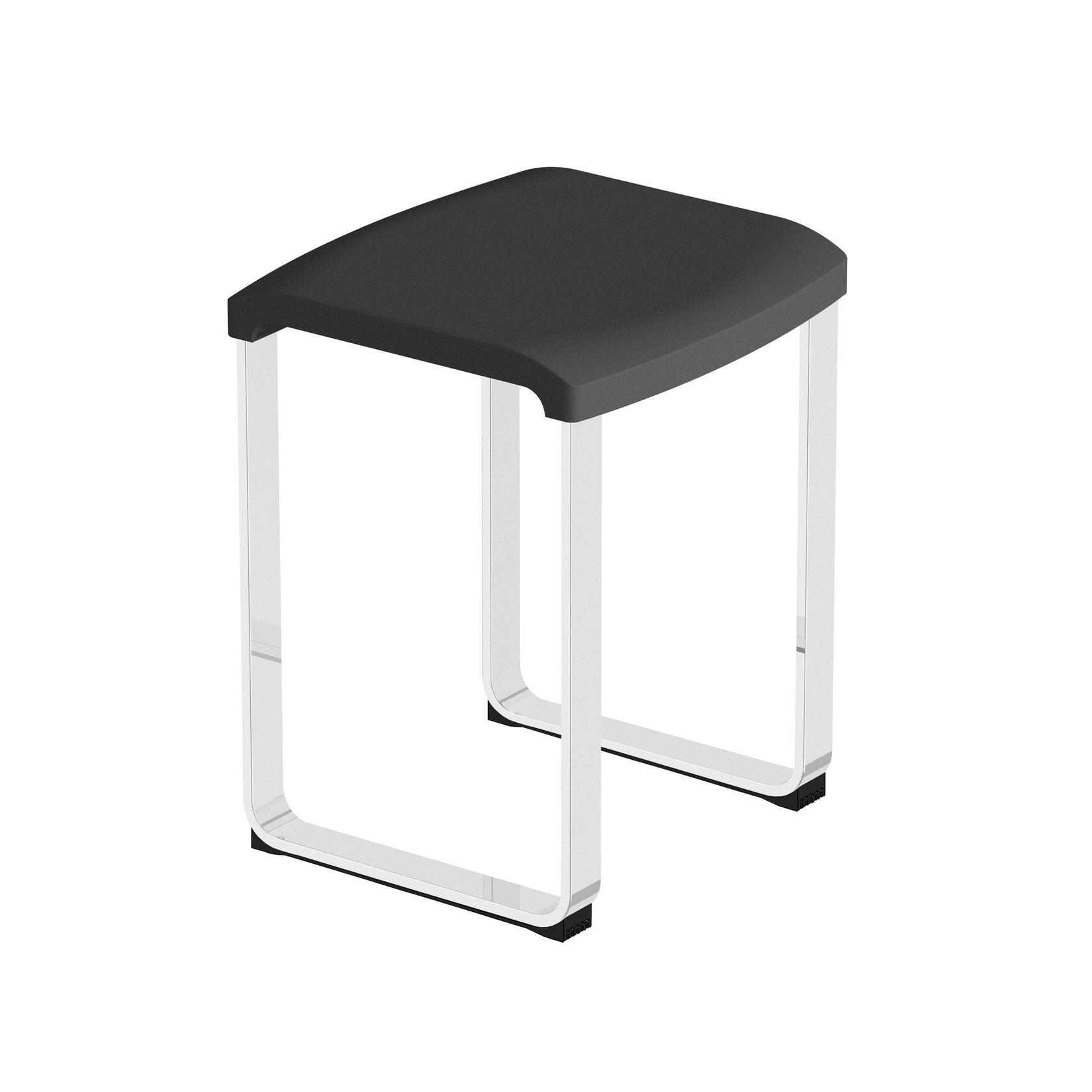 Sgabello bagno nero antiscivolo Novellini SED02Q-H, retro con sistema di fissaggio a parete