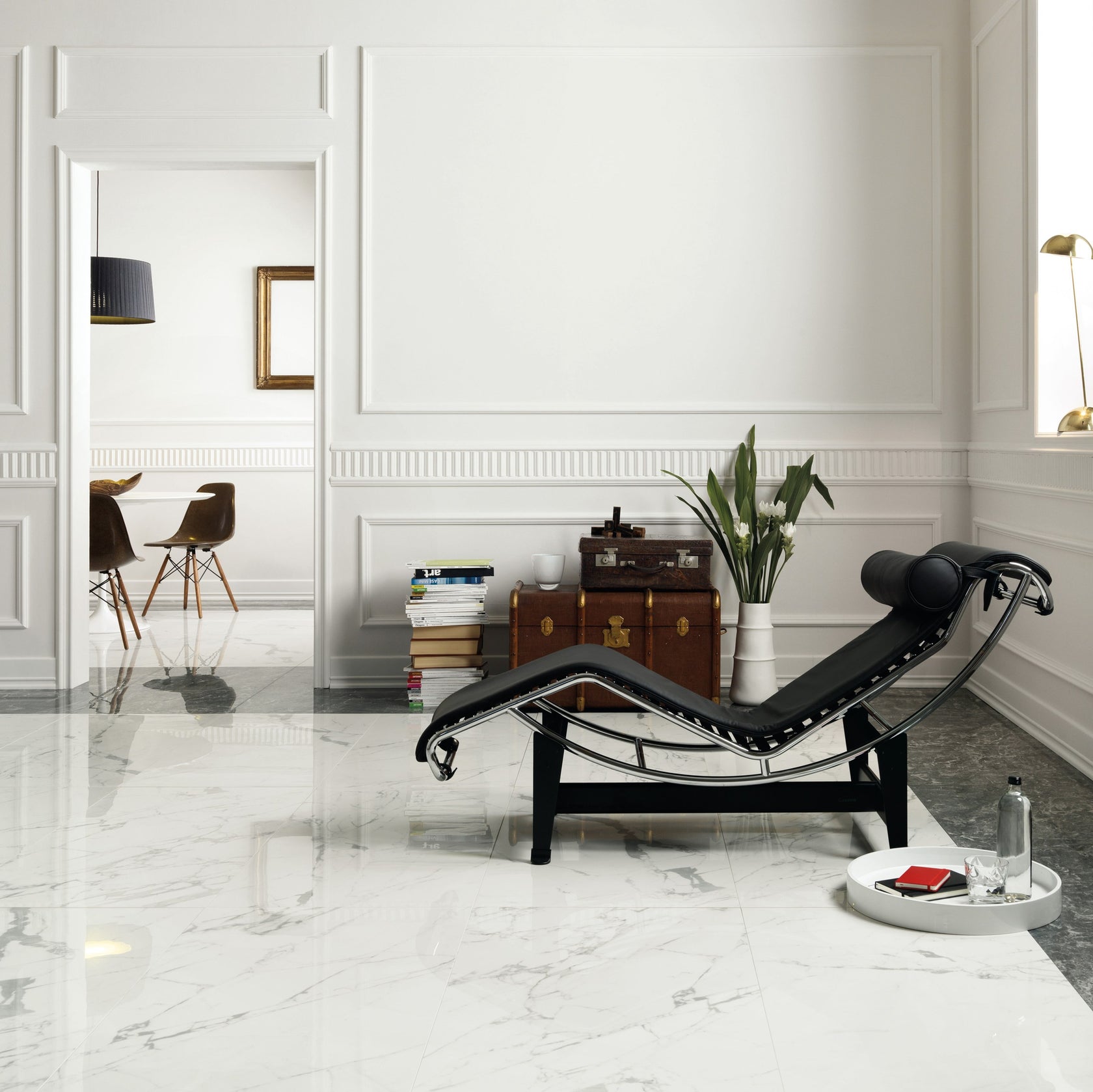 Ceramiche Caesar Anima Statuario 60x60 cm Lappato, dettaglio ravvicinato della finitura e delle fughe