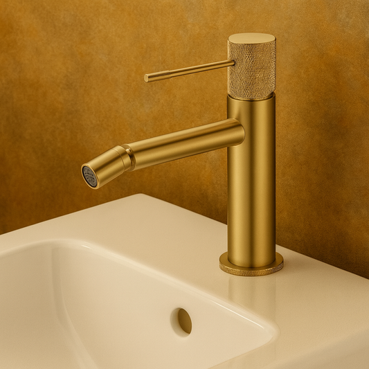 Rubinetto miscelatore bidet monocomando senza scarico in ottone oro spazzolato Melin