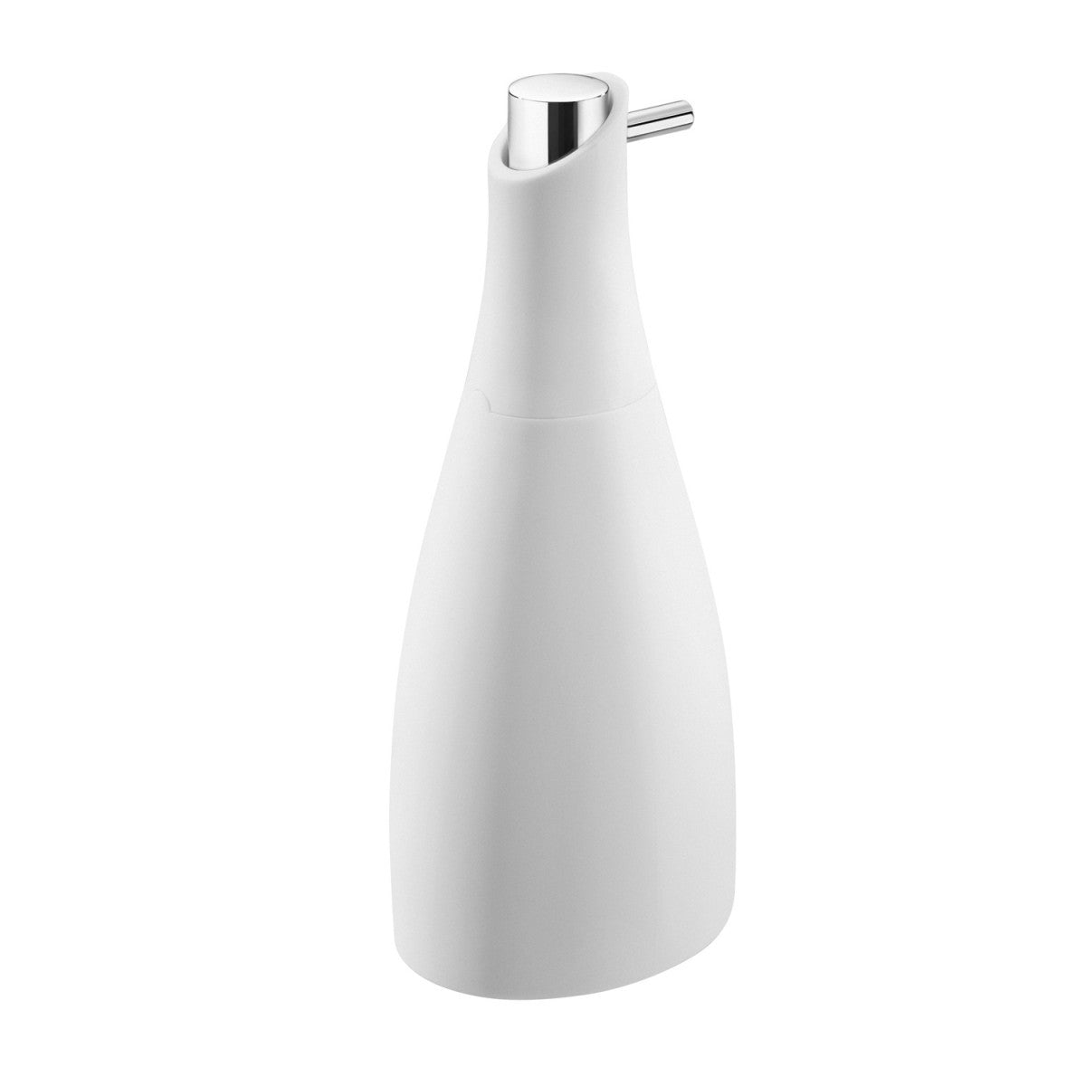Dispenser sapone liquido da appoggio bianco soft cromo Saku, dettaglio ravvicinato del materiale e dell'aggancio...