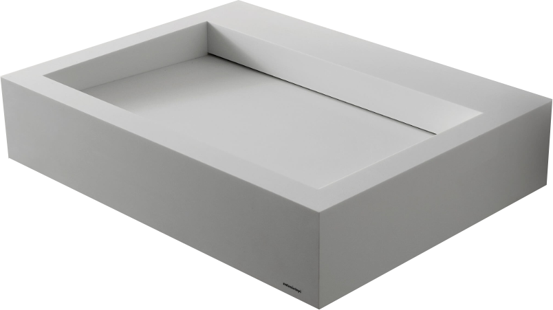 Antonio Lupi Slot22 Lavabo 72 cm In Corian bianco ambientato su piano bagno con accessori - Antonio Lupi Design