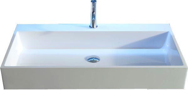 Antonio Lupi Gesto Lavabo 50x90 cm In Ceramilux Opaco ambientato su piano bagno con accessori - Antonio Lupi Design
