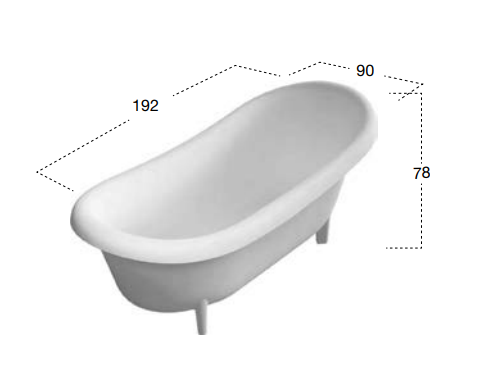 Antonio Lupi Suite310 Vasca 192x90 freestanding in, vista laterale dello spessore e del bordo - Antonio Lupi Design