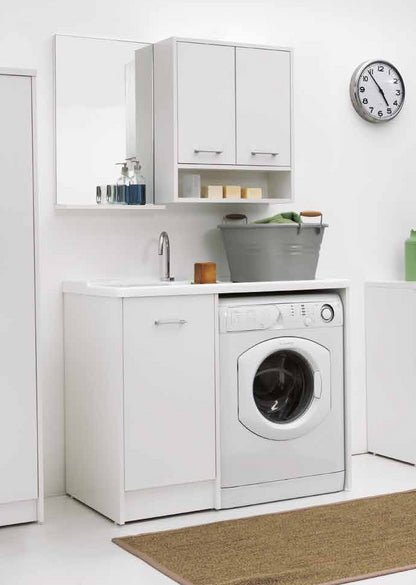 Colavene Domestica Mobile lavatoio Con Vasca Lavapanni A Sinistra In Abs 106x50x90 Cm Con Alloggio Lavatrice tela bianco