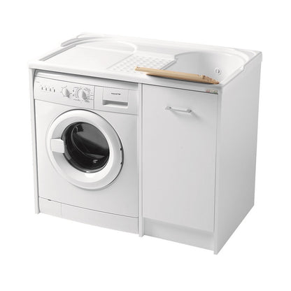 Colavene Domestica Mobile Con Vasca Lavapanni In Abs A Destra 106x60x90 Cm E Alloggio Lavatrice Bianco