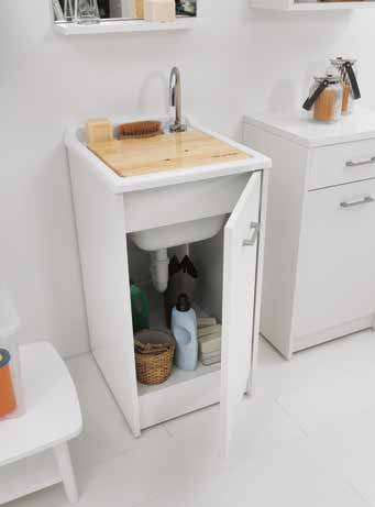 Mobile Lavatoio 45x50 con vasca lavapanni in abs e tavola lavaggio bianco Domestica DL4550B Colavene
