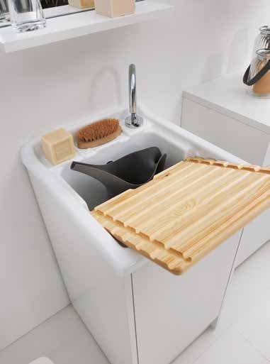 Mobile Lavatoio 45x50 con vasca lavapanni in abs e tavola lavaggio bianco Domestica DL4550B Colavene