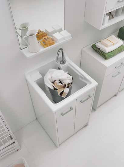 Mobile Lavatoio 50x50 a 2 Ante con vasca lavapanni abs Tela Bianco Domestica DL5050B Colavene
