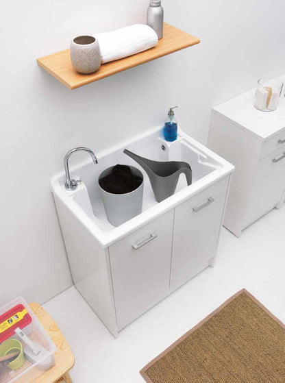Mobile Lavatoio 80x45 con tavola e vasca in abs Bianco Domestica Lavanderia DL8045B  Colavene