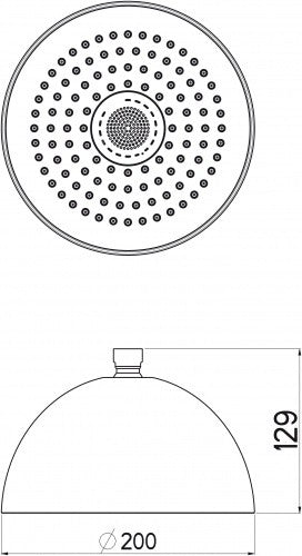 Disegno tecnico con quote di Soffione doccia 20 cm easy clean con Diffusore Musica