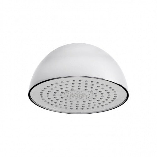 Soffione doccia 20 cm easy clean con Diffusore Musica, dettaglio ravvicinato della finitura e del marchio