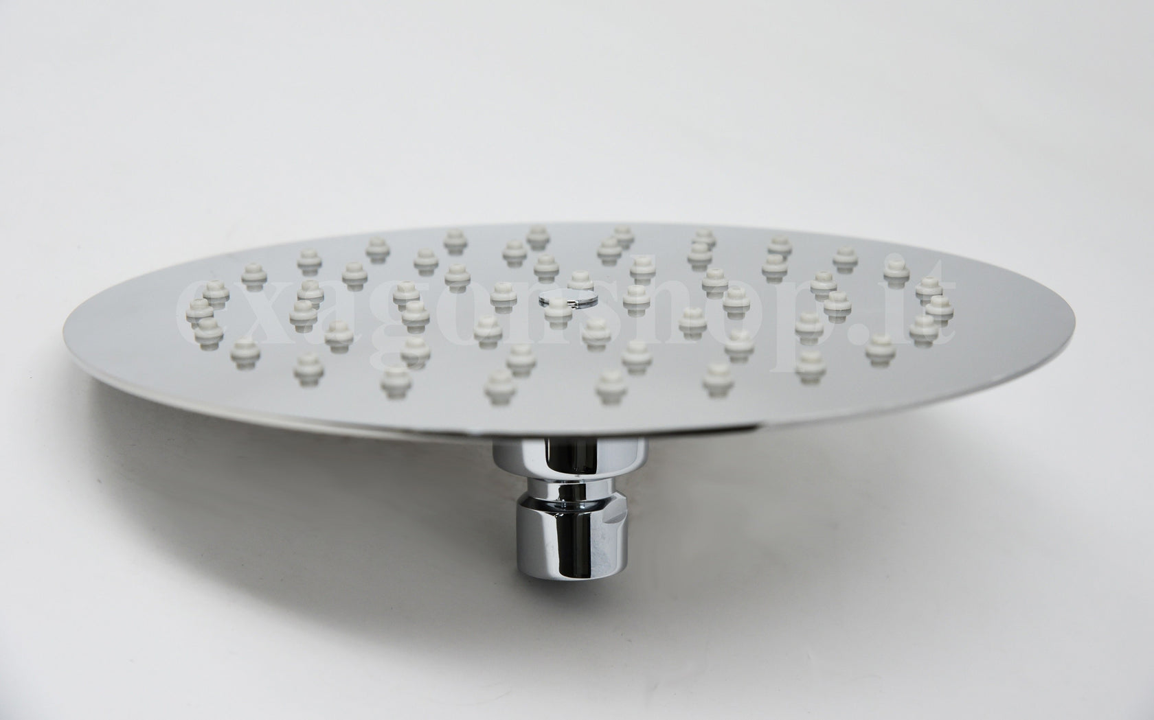 Nikless Piano Round 200 soffione 20 cm tondo ultra piatto, componenti inclusi smontati: corpo incasso, placca e rosone