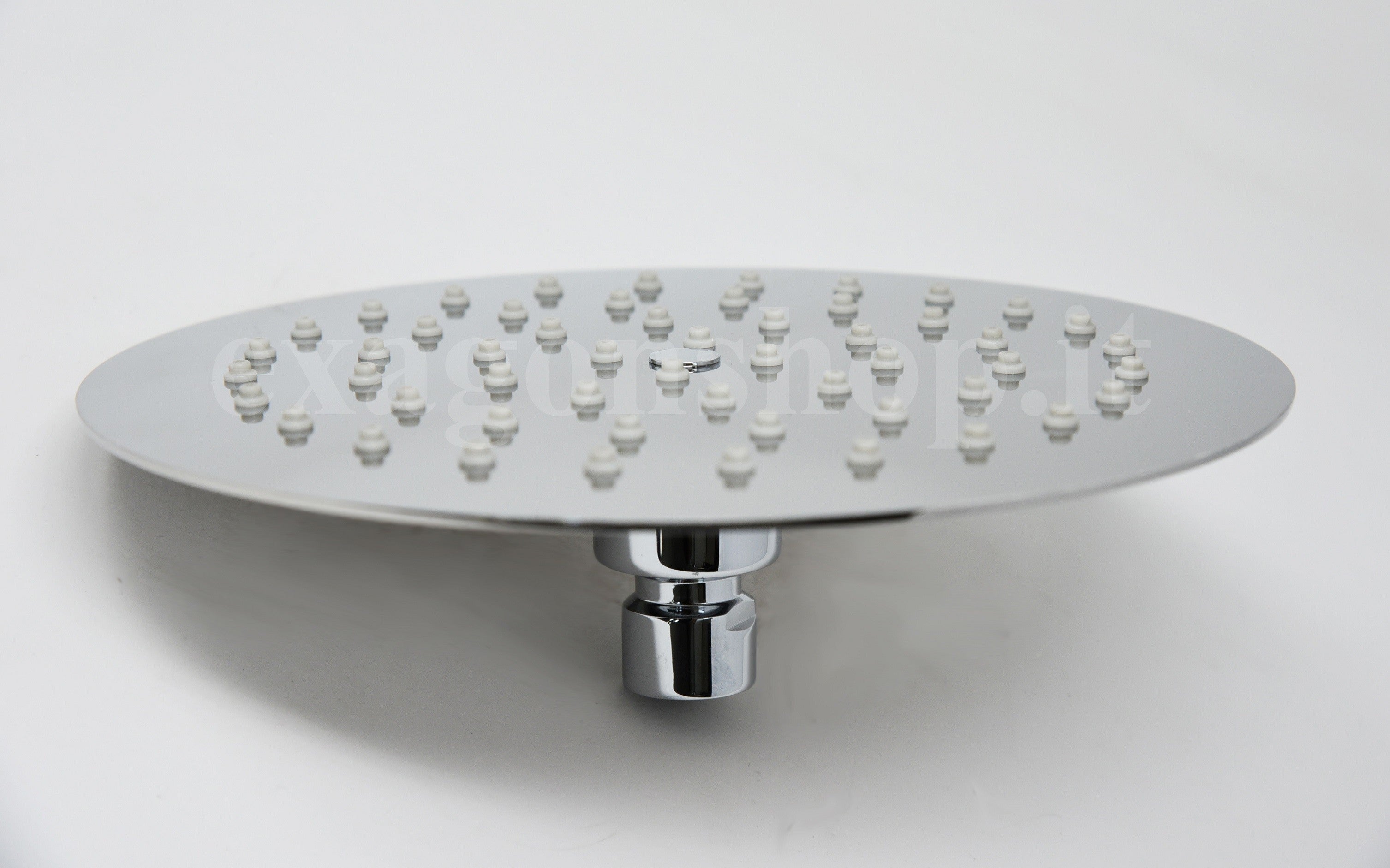 Nikless Piano Round 200 soffione 20 cm tondo ultra piatto, componenti inclusi smontati: corpo incasso, placca e rosone