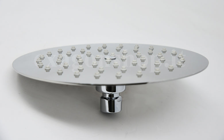 Nikless Piano Round 200 soffione 20 cm tondo ultra piatto, componenti inclusi smontati: corpo incasso, placca e rosone