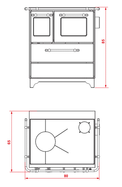 Royal Betty 3.5 New Cucina A Legna 6kw 80x65x85 Cm In Acciaio Smaltato Canna Di Fucile