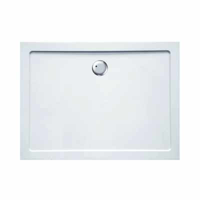 Piatto Doccia 100x80 rettangolare spessore 3.5 Bianco Easy visto dall'alto con superficie e piletta di scarico