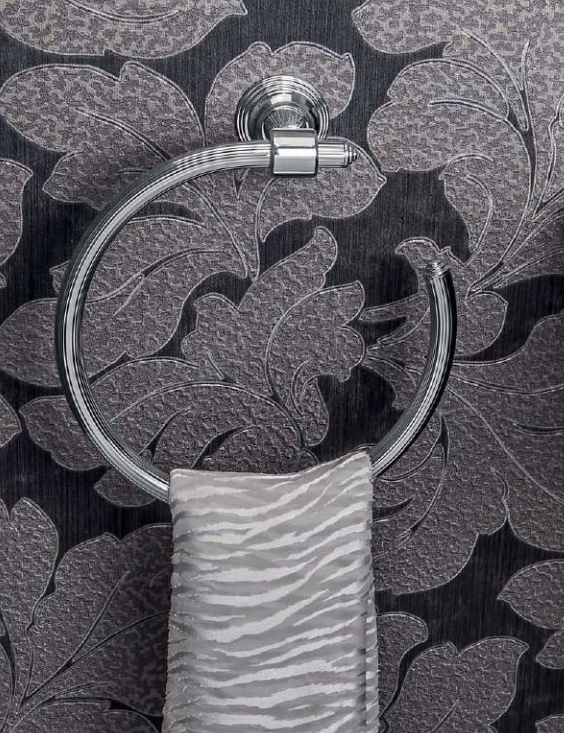 Colombo Hermitage b3331 Porta Salviette Ad Anello Cromo montato a parete, vista del design e della finitura - Colombo Design