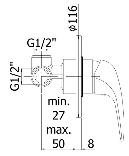 Paffoni Nettuno Nt168 Miscelatore doccia Monocomando Esterno Cromo