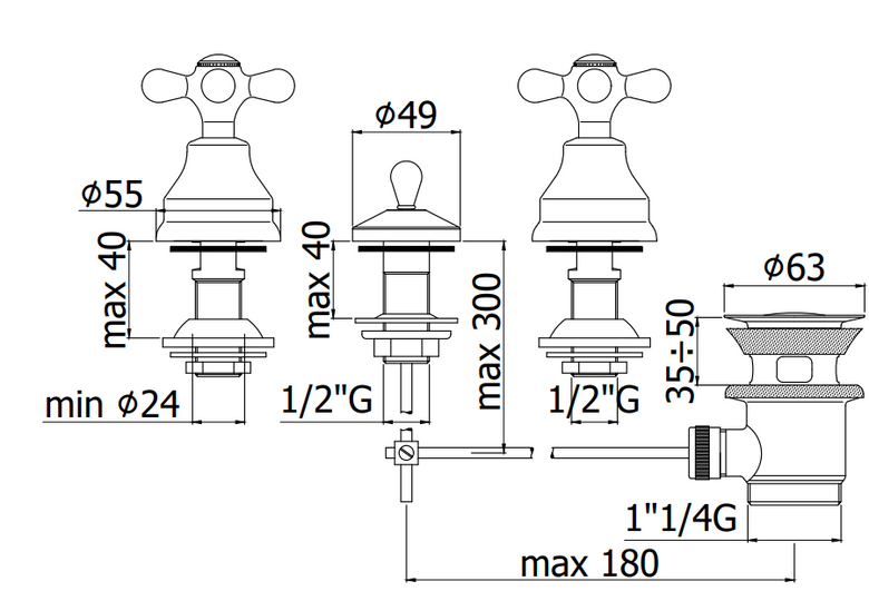 Paffoni Iris IRV116CR Gruppo Bidet 3 Fori Cromo, componenti inclusi smontati: corpo incasso, placca e rosone
