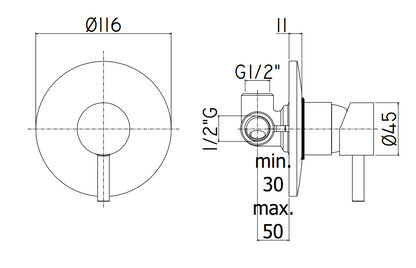 Paffoni Birillo Bi010 Miscelatore doccia ad incasso Monocomando con Piastra 116mm Cromo