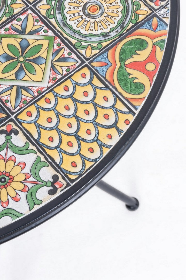 Andrea Bizzotto Naxos Tavolino Decoro Ceramica da Esterno Multicolore visto dall'alto, composizione e proporzioni