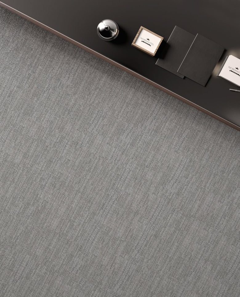 Pavimento rivestimento 90x90 Effetto Tessuto in Gres 10 mm posata in ambiente arredato, dettaglio della venatura