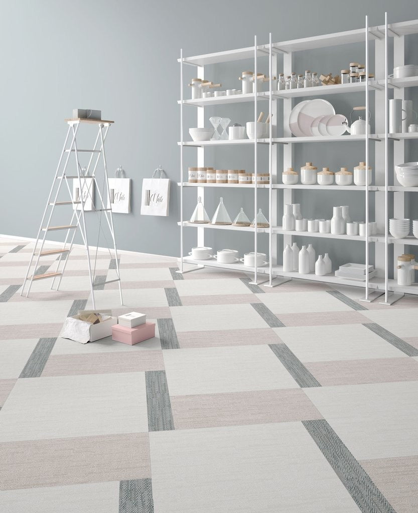 Pavimento rivestimento 90x90 Effetto Tessuto in Gres 10 mm in ambientazione completa, vista d'insieme della stanza