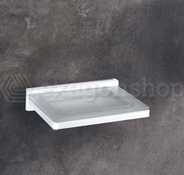 Colombo Design Look Porta Sapone a muro in Vetro Acidato in opaco e naturale montato a parete, vista del design e della...