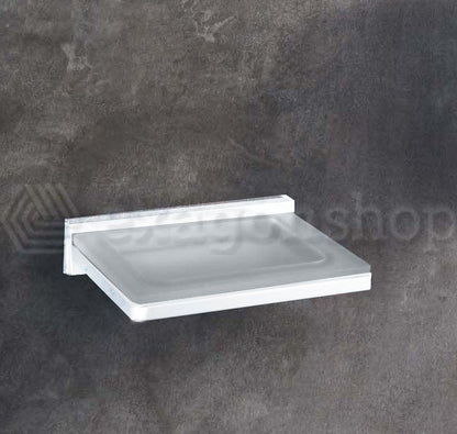 Colombo Design Look B16010bm Porta Sapone a muro in Vetro Acidato Naturale Bianco Opaco