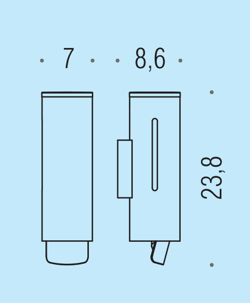 Colombo Design Contract B9979ncr dispenser sapone liquido a, dettaglio ravvicinato del materiale e dell'aggancio
